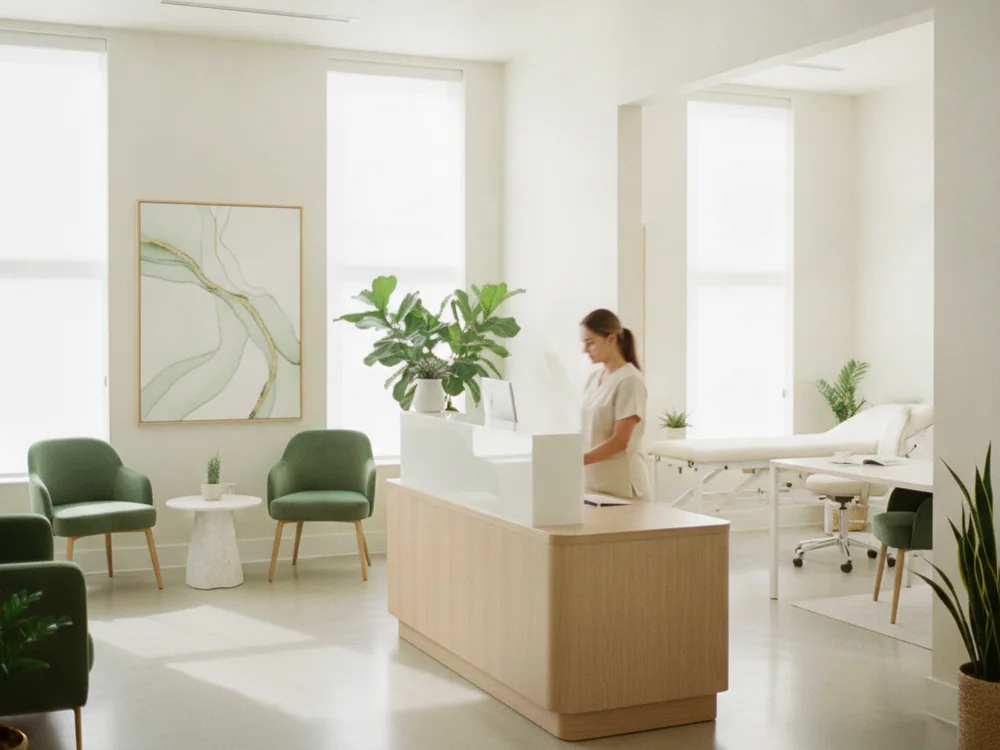 Recepción de centro médico moderno
